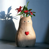 Yeknu Handmade Cat Vase Ornaments Cartoon Love Cat Statue Resin Figurine Home Living Room Table Flower Arrangement Flower Pot Decor