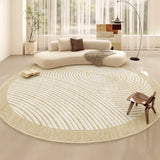 Yeknu  Beige Round Large Size Carpet Cream Style Bedroom Carpets Minimalist Lines Home Dedicated Rug Stripe Design Luxury Rugs Alfombra