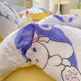 Yeknu  Korean Style Seersucker  Washed cotton Bedding Set  Girls Twin Queen Size Duvet Cover   Bed Linens Kids Fashion