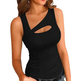 Yeknu  Summer Fashion Sexy Basic Sleeveless T-shirt Women Clothing Europe America Hollow Out Solid Tanks Lady Chic Hottie Y2k Tops