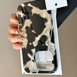 Yeknu Gradient Ink Marks Laser Phone Case For Phone 16 15 14 13 12 11 Pro Max XS X XR 7 8 Plus Stylish Leopard Print Back Bumper Cover