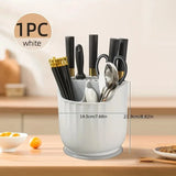 Yeknu  1pcs Multi-functional Chopsticks Integrated Storage Box Household Rack Kitchen Rotary Knife Holder Storage Rack