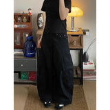 Yeknu  American Vintage Style High Waist Brown Jeans Pants Summer Women's Baggy Y2K Wide Leg Denim Trouser Female Clothes