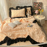 Yeknu  new seersucker chiffon lace washed cotton summer cool quilt four-piece air conditioner quilt three-piece summer quilt set