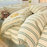 Yeknu 1pc Quilt Cover Stripe Style Duvet Cover Skin-friendly Bed Linen Girls Boys Room Bedding Covers (No Pillowcase)