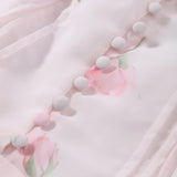 Elegant Printed Women's Dress Long Puffed Sleeve O-Neck Waist-Closed Lady Mini Dresses 2026 Summer Autumn Female Robe New