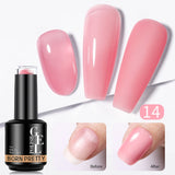 Yeknu  15ml Nude Pink Quick Construction Gel Jelly Color Semi Transparent Gel Nail Polish Rubber Base Soak Off UV LED Gel
