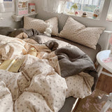 Yeknu  new class A simple high-end three-layer yarn bedding four-piece set, bed sheet quilt cover, dormitory three-piece set