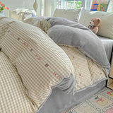 Yeknu  New All-cotton Milk Fleece High Grammage Warm Single Quilt Cover Single-sided Velvet Printed Duvet Cover for Autumn Winter
