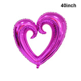 Yeknu  5Pcs Giant Foil Heart Balloon Romantic 40Inch Hook Heart Shaped Balloon Valentines Day Gift Wedding Decoration Birthday Supplies