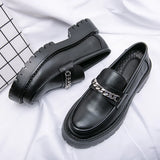 Yeknu New Platform Shoes Loafers Shoes Men Thick-soled Wedding Shoes Black Formal Business Shoes Slip-on Leather Increase Casual Shoes