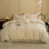 Yeknu  New 100% Cotton Yarn-Dyed Double-Layer Gauze 4-Pcs Duvet Cover Set Comfortable, Breathable and Skin-Friendly Bedroom Decor