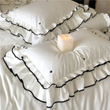Yeknu Luxury 1000TC Australian Long Staple Cotton French Princess Wedding Bedding Set Ruffles Edge Duvet Cover Bed Sheet Pillowcases