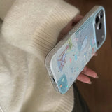 Yeknu  Blue Ocean Jellyfish Glitter Soft Protective Back Cover Phone Case for iPhone 13 14 15 16 17 Pro Max 17Air Glossy Fish Case