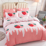 Yeknu  Single duvet cover Printed red quilt cover Thickened plant-cashmere cartoon multicolored bed cover 220x240 double bedding