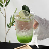 Yeknu  Cold Coffee Cups  Aesthetic Glass Cup Water Bottle Glasses for Drink Decorative Drinkware Cold Coffee Mug Cocktail Glass