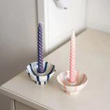 Yeknu  Ceramic Candlestick Stripes Hand-painted Ornaments Photography Decoration ornaments dried flower scented candle holder