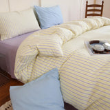 Yeknu Ins Nordic Bedding Set Simple Style Striped Duvet Cover Set Soft Flat Sheet Single Twin Size Double Bed Sheet Set For Bedroom