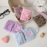 Yeknu  New Girl's Furry Leopard Print Coin Purse,Snap on Card Bag,Key Earphone Storage Bag,Cute Pendant Small Wallet