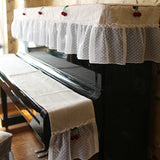 Yeknu  American Country Sle Small Cherry Cotton Linen Piano Towel Lace  Piano Cover Bench Cuion Dustproof Protective Cover