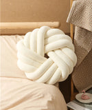Yeknu  Cream Coffee Knot Pillow Ball Large Decorative Throw Pillows Velvet Round Knotted Pillow for Home Bed Room Couch Decor Office