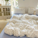 Yeknu Cute Cartoon Rabbit Bedding Set Simple Duvet Cover Bed Linen Bed Sheets Set Pillowcase Single Twin Double Queen Size Home Decor