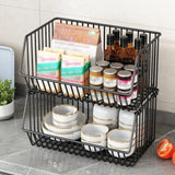 Yeknu  3 Tier Fruit Basket for Kitchen Storage Cart Stackable Metal Wire Storage Basket Snacks Organizer Baskets with Rolling Wheels