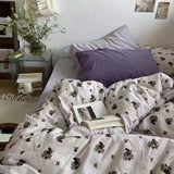 Yeknu Korean Style Bedding Set Boys Girls Twin Queen Size Duvet Cover Flat Sheet Pillowcase Bed Linen Kids Adult Fashion Home Textile