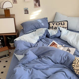 Yeknu  New Washed Cotton Single Quilt Cover Solid Color Double Duvet Cover Skin Friendly and Comfortable Bedding 150x200 180x220