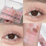 Yeknu  12 Colors Pearly Shiny Sequins Shadow Eye Pigments Purple Glitter Eyeshadow Palette Party Long Lasting Makeup Eyeshadow Palette