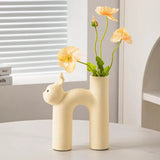 Yeknu Creative cat shaped tubular vase accessories Letter design cute cat tail resin made vase  Rooms desk decoration flower ornaments