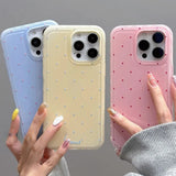 Yeknu Luxury Ins Candy Color Polka Dot Phone Case for iPhone 12 13 14 15 16 Pro Max 16Pro Wave Point Soft Silicone Ultra Slim Cover