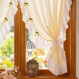 Yeknu  French Creamy Sheer Curtains for Living Room Girls Bedroom Lac Tulle Customized Half Curtains for Door Kitchen Window Treatment