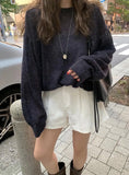 Yeknu  Knitted Autumn Pullover Sweater Women Dog Embroidery Striped Print Modis Sweet Ladies Cardigans Korean Style Woman Sweater Tops