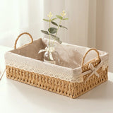 Yeknu  Imitation Rattan Rattan Storage Baskets Vegetable Fruit Home Decoration Hand-woven Baskets Toy Storage Multi-Purpose