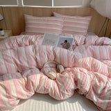 Yeknu Nordic Ins Bedding Set Pure Cotton Duvet Cover Set Bed Sheets Set Skin-Friendly Single Twin Full Queen Size Flat&Fitted Sheet