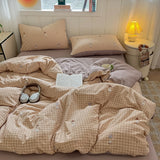 Yeknu  Double-layer yarn printing four-piece set, student dormitory three-piece set, bed sheet quilt cover, bedding