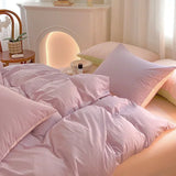 Yeknu Simple Fresh Queen Bedding Set 100% Cotton Soft Comfortable Duvet Cover Set with Sheets Quilt Cover and Pillow Covers Bed Sets