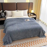 Yeknu  Ribbed Flannel Blanket Double Sided Thickened Nap Blanket Winter Throw Blanket Sofa Blanket Hemmed Blanket
