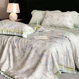 Yeknu 82% lyocell, 8% silk and 10% nylon soft silky flowers digital printing bedding set duvet cover flat/fitted bed sheet pillowcases