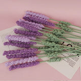 Yeknu 5pc Woven Lavender DIY Crochet Knitting Flowers Arrangement Fake Plant Finished Bouquet Romantic Valentine's Day Gifts