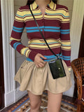 Yeknu  Knitted Autumn Striped Cardigan Pullover Sweater Women Long SLeeve Fashion Casual Ladies Sweaters Korean Style Woman Cardigans