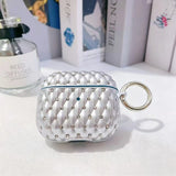 Yeknu  Portable shiny rhinestone earphone case protective cover, silver quilted protective cover with keychain