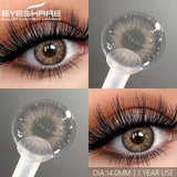 Yeknu  Myopia Lenses 1 Pair Colored Contact Lenses with Degree Natural Eye Contacts Brown Lenses Gray Pupils Yearly Disposable