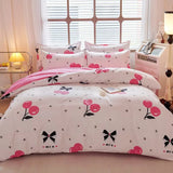 Yeknu  Single duvet cover Printed red quilt cover Thickened plant-cashmere cartoon multicolored bed cover 220x240 double bedding