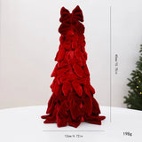 Yeknu  40cm Red Velvet Bow Christmas Tree Desktop Ornament DIY Christmas Decorations Xmas Party Scene Decor Props Festive Supplies