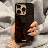 Yeknu  Korean ins retro fashion high sense leopard print suitable for Apple 16promax mobile phone case iPhone15