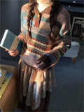 Yeknu  Knitted Autumn Winter Pullover Sweater Tops Women Geometric Print Fashion Long Sleeve Ladies Sweaters KoreanLoose Woman Sweater