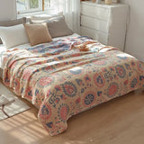 Yeknu  100% Cotton Muslin Bed Cover Breathable Muslin Bedspread Home Textile Adult Kids Jaccquard Sofa Bed Throw Blankets Bedsheet