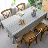 Yeknu  Irregular Solid Decorative Linen Tablecloth With Tassel Dustproof Thicken Rectangular Wedding Dining Table Cover Tea Table Cloth